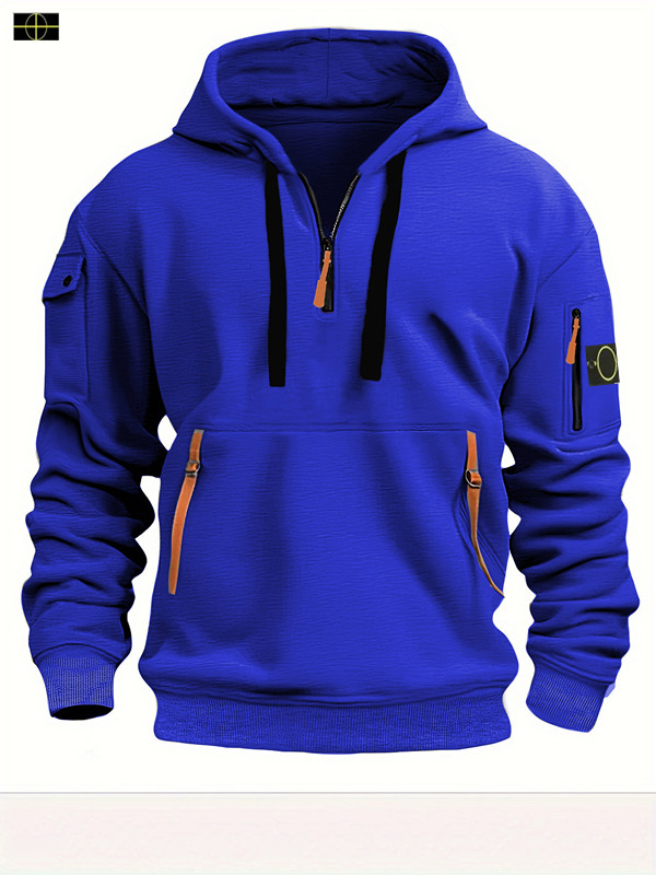 New Stones Men's Velvet Hoodie Islands Autumn/Winter Loose Multi Pocket Men's Casual Large Top -7--12