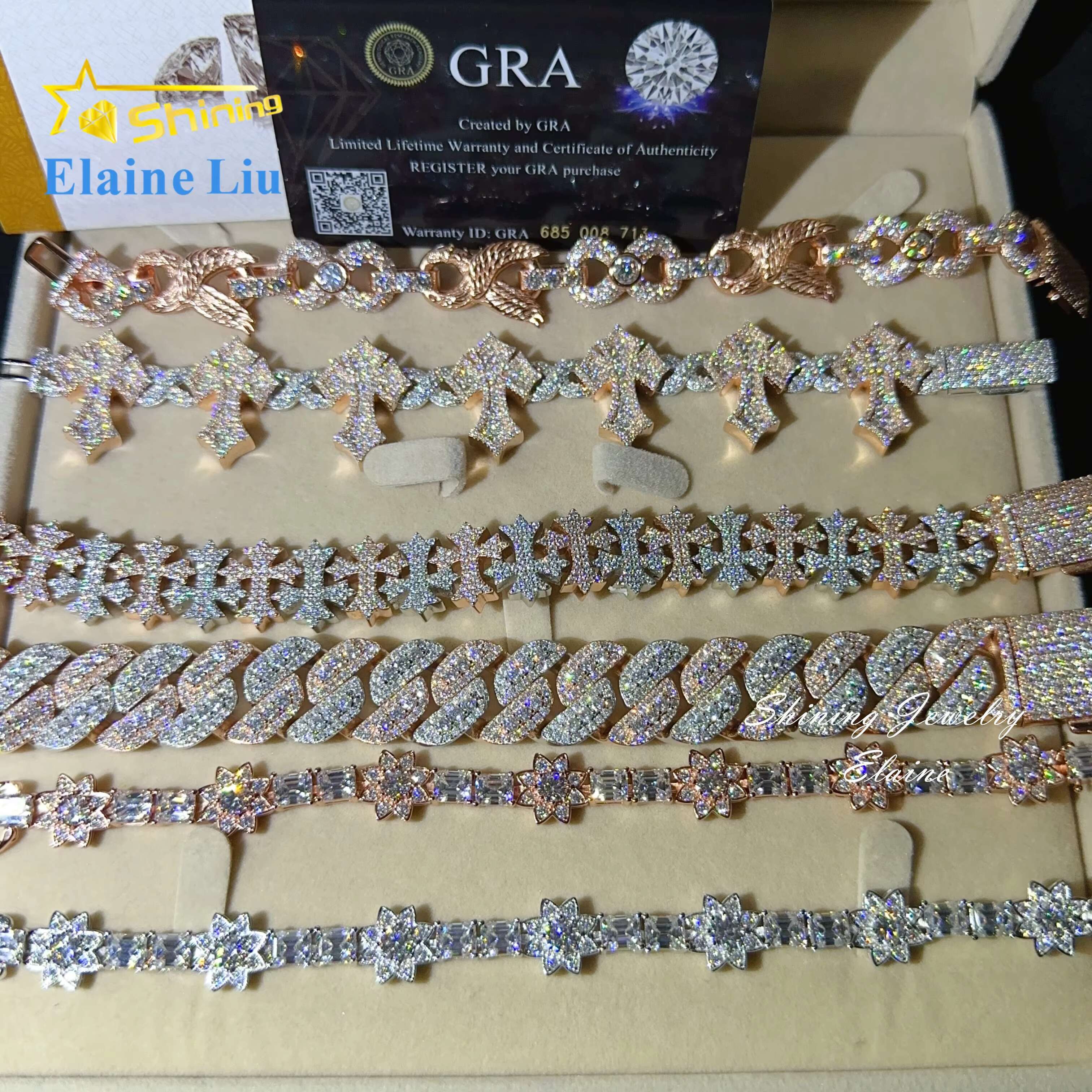 Wholesale Price New Design Silver 925 Hip Hop Jewelry Iced Out Lab Diamond Jewelry Cuban Link Chain Men Bracelet