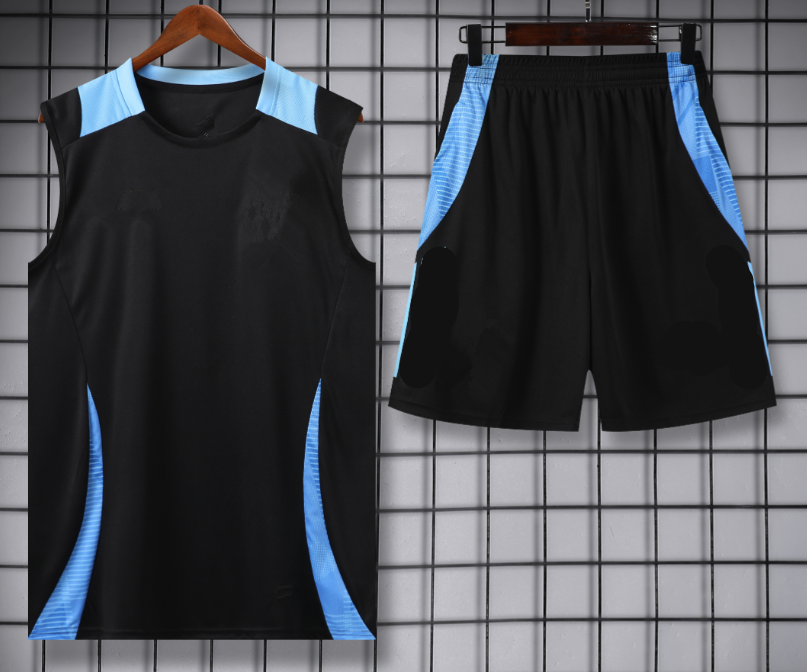sleeveless vest shirt Zipper pocket shorts Mens 2025 soccer training kit