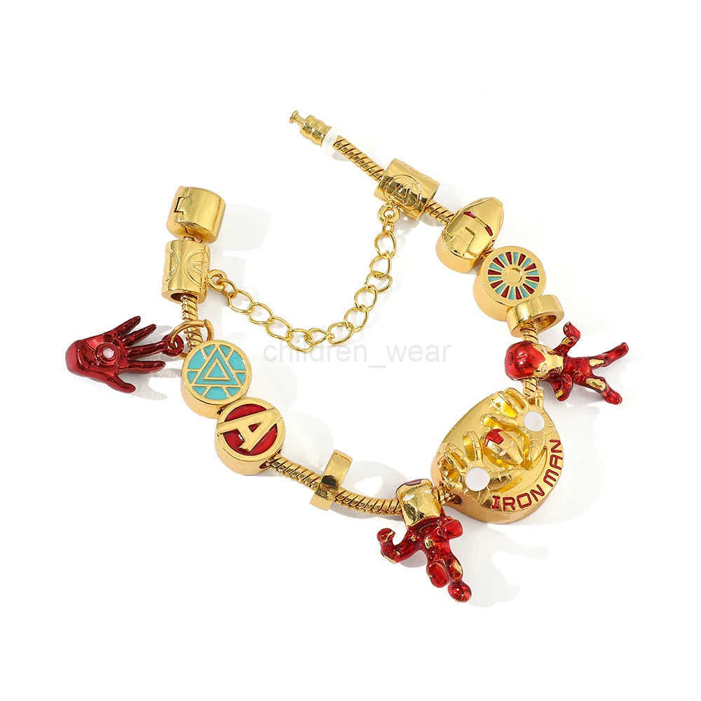Disney Marvel Iron Man Charm Bracelet Gold Color Superhero Women DIY Bracelet Avengers Bangles Jewelry Party Gifts W20250712