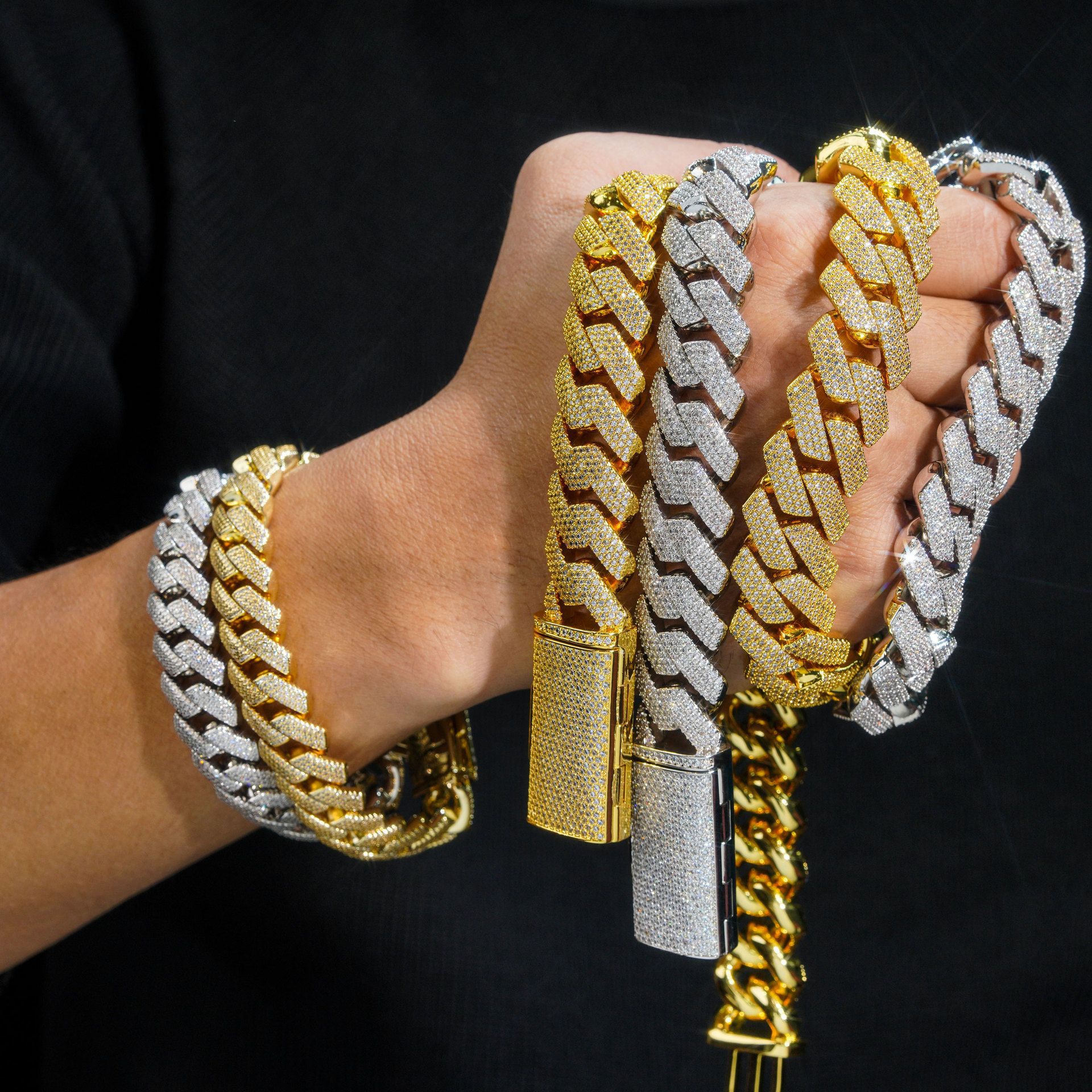Hot Sale VVS Iced Out Moissanite Pass Diamond Test 925 Silver Gold Hip Hop 2Rows 15mm Cuban Link Chain Necklace Fine Jewelry