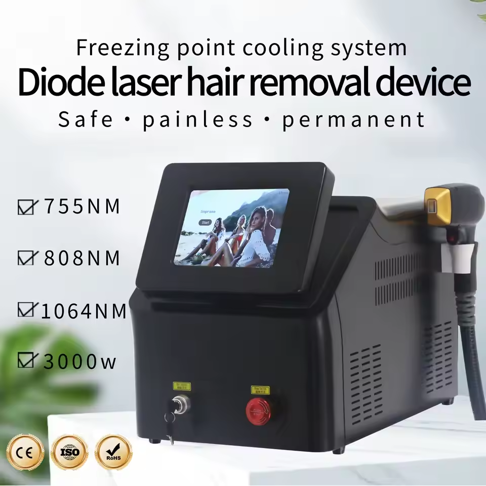 Alexandrite Hair Removal Laser Diode Machine Ice Platinum Body Face Underarm Cooling Head Permanent Painless Epilator