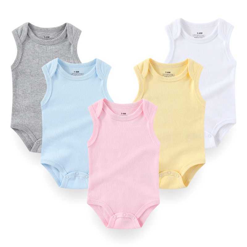 1/3 Pieces Solid Color Sleeveless Baby Unisex Bodysuits Cotton Newborn Boy Girl Summer Infant Clothes XJ250712