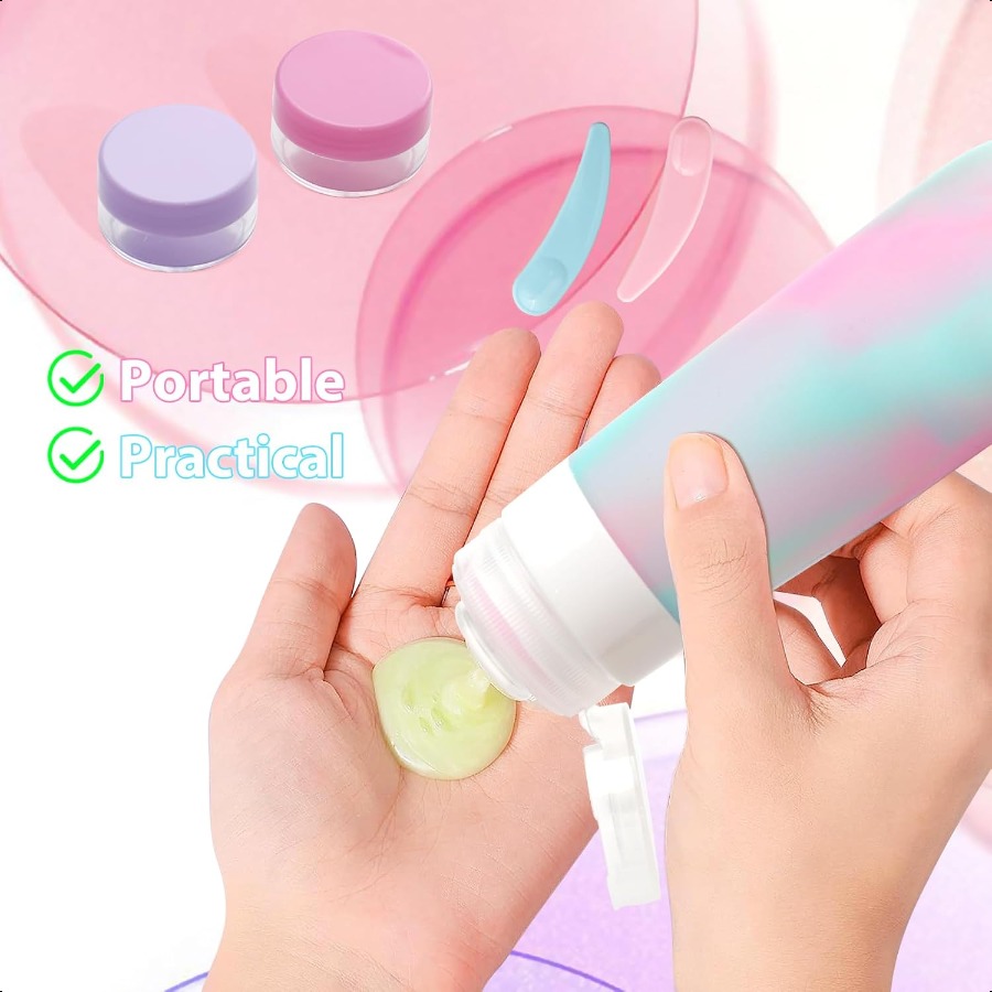 24 Pack Travel Bottles Set for Toiletries with Bag Label Tsa Approved 3oz Silicone Travel Containers Leak Proof Shampoo