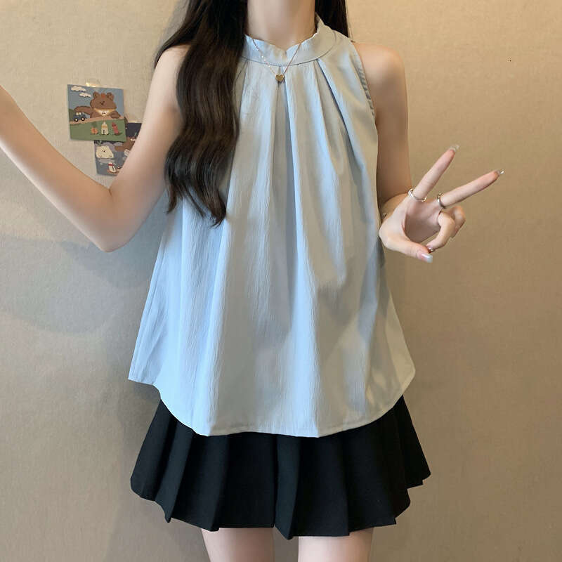 Plus Size Outerwear Halter Neck Camisole Women New Style Slimming Belly Covering Loose Sleeveless Top For Summer B5