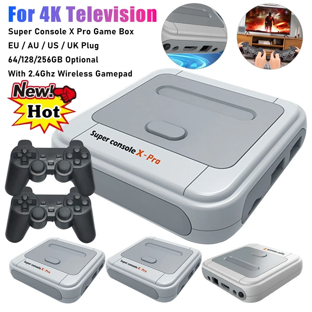 Super Console X Pro Video Game With 65000 Classic Support HDAV LANWiFi Dual Wireless Controllers Up To 4 Players 250703