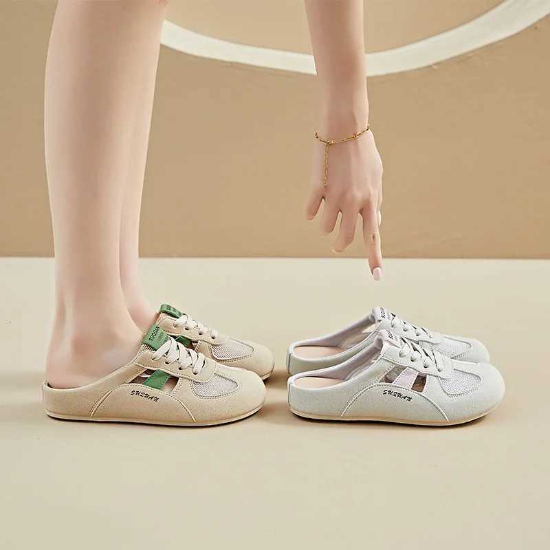 2025 Summer Womens Slingback Flat Shoes Woman Hollow Pahwork Sneaker Slip Shoe Casual Breathable Comfortable Tennis XJ250712