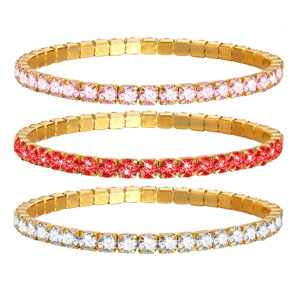 New Luxury Jewelry Designer Bracelet Full Diamond Titanium Steel Zircon Tennis Bracelet Men Women High End Elastic Tennis Chain Single Row Daily Stack
