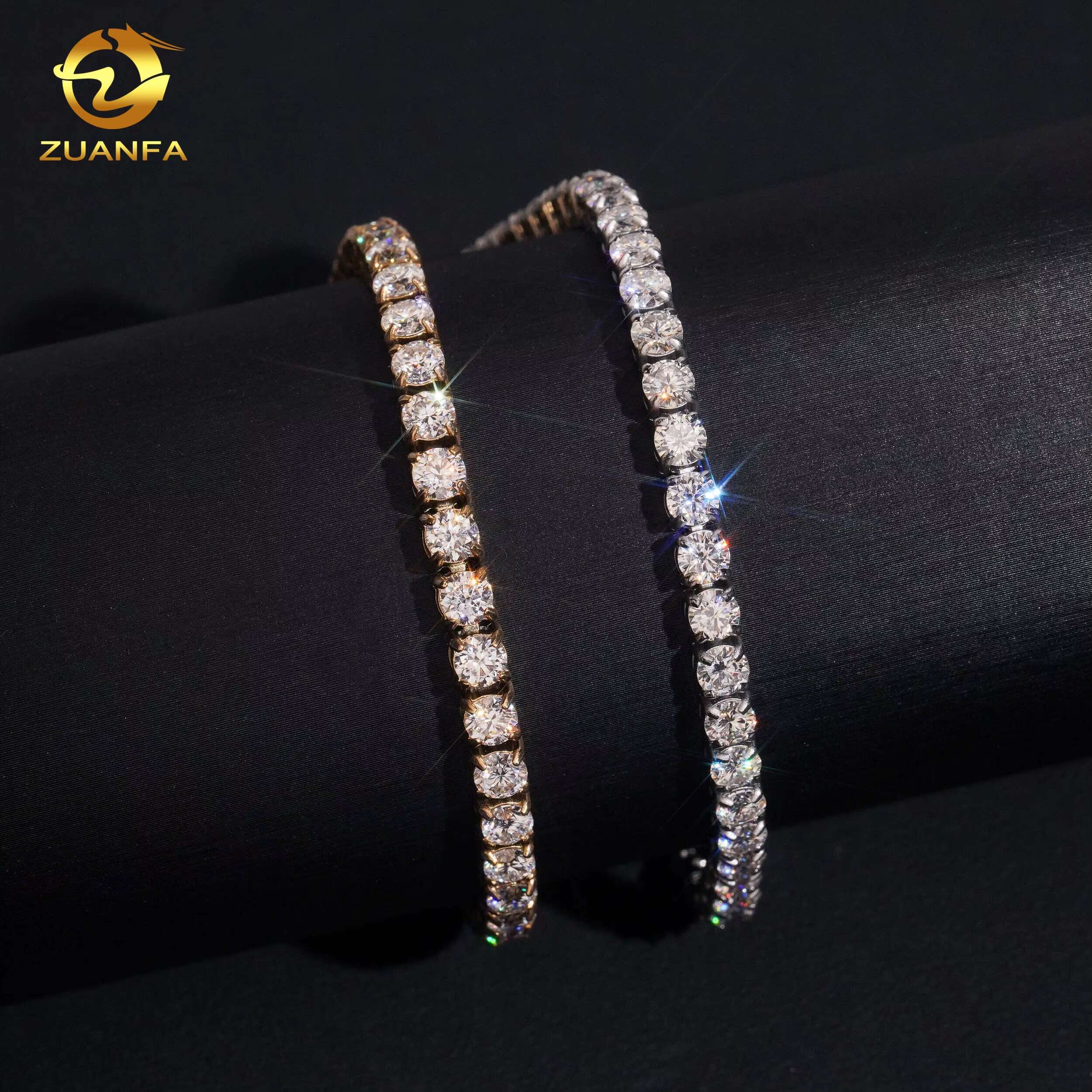 High Quality VVS Moissanite Necklace 4mm Bracelet Hip Hop Moissanite Jewelry Iced Out Diamond 316L Stainless Steel Tennis Chain