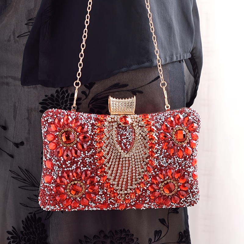 Women Rhinestone Evening Clutch Purses Diamond Handbag Weddings Formal Bag Party Sparkly Crystal Purse