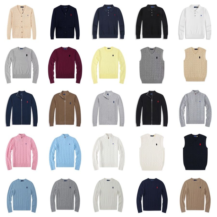 Ralphliet Polo Designer Men Cardigan Quarter Pullover Knitted Sweater Half Zip Small Horser Jumper Long Sleeve Casual Wool Uomo Chandail Fashion 56ok
