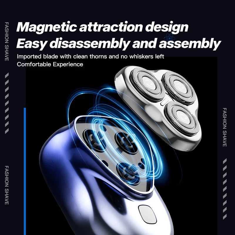 3D Floating Magnetic s Men Electric Shaver Mini Portable High Speed Travel Beard Knife Rechargeable Rotary Electric Razor G250712