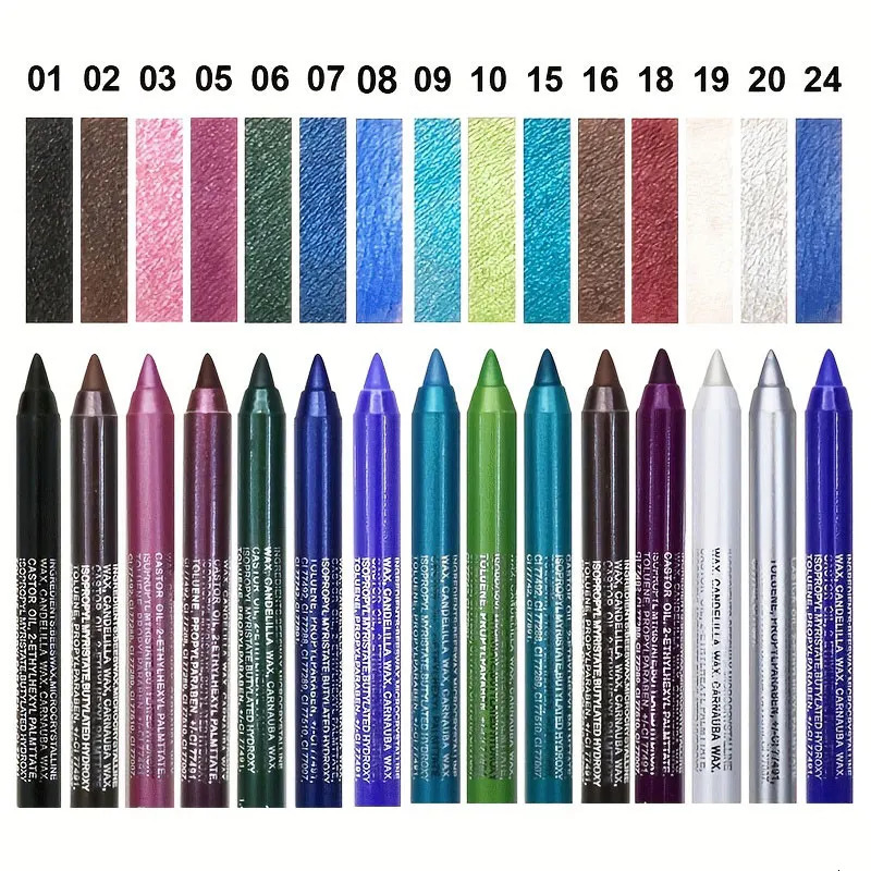 Smudge-Proof High-Shine Waterproof Eyeliner Pencil - Long-Lasting Ethically Made Black Multicolor Options 250712
