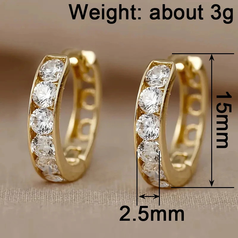 Huitan Dainty Gold Color Circle Hoop Earrings Female Everyday Wearable Accessories Chic Bright Cubic Zirconia Jewelry for Women 250708