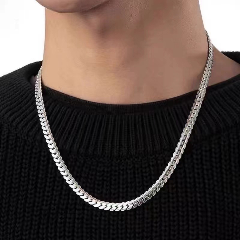 6mm diamond cut Miami Cuban Link Chain, suitable for both men and women. 925 sterling silver column necklace. Cool hip style jewelry.
