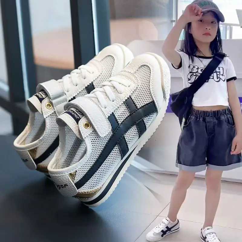 New Summer Childrens Sports Little Whiteboard Shoes with Mesh Breathable Boys and Students Forrest Gump Single Mesh Shoes XJ250712