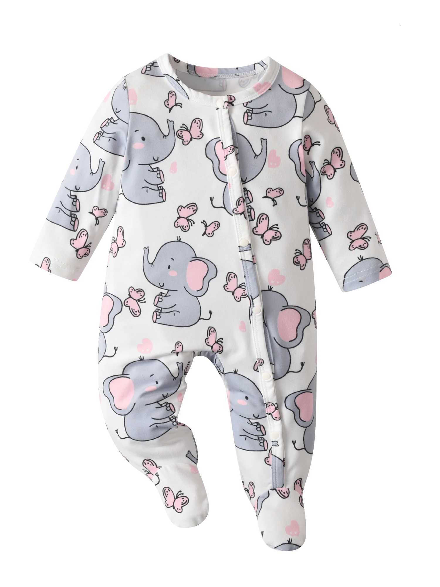 2Pack/lot Newborn Infant Baby Girl Footed Romper Jumpsuit Clothes Cute Printed Toddler One-Piece Climbing Clothing XJ250712