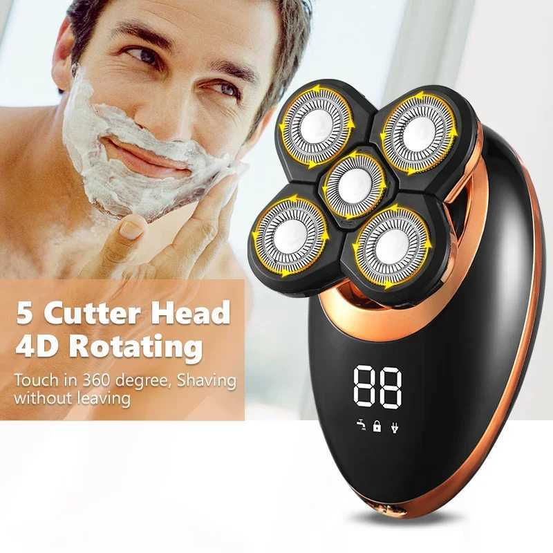 100% Waterproof Electric Shaver Razor for Men Beard Hair Trimmer Rechargeable Bald Shaving Machine LCD Display Groing Kit G250712