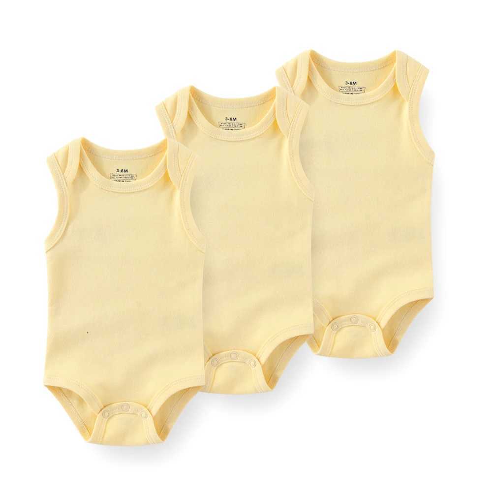 1/3 Pieces Solid Color Sleeveless Baby Unisex Bodysuits Cotton Newborn Boy Girl Summer Infant Clothes XJ250712