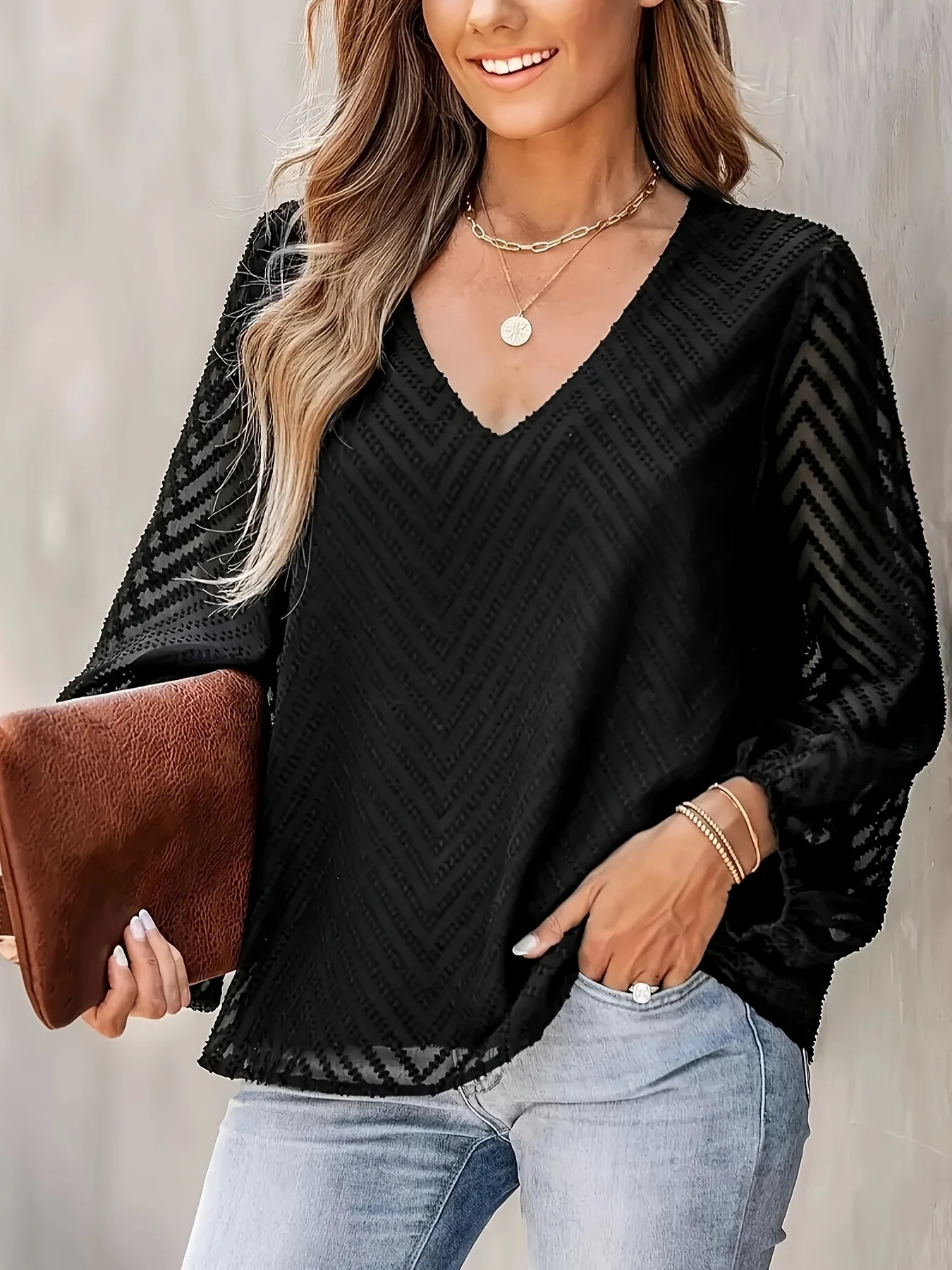 Womens plus size shirt summer chic elegant casual womens fashionable y250704