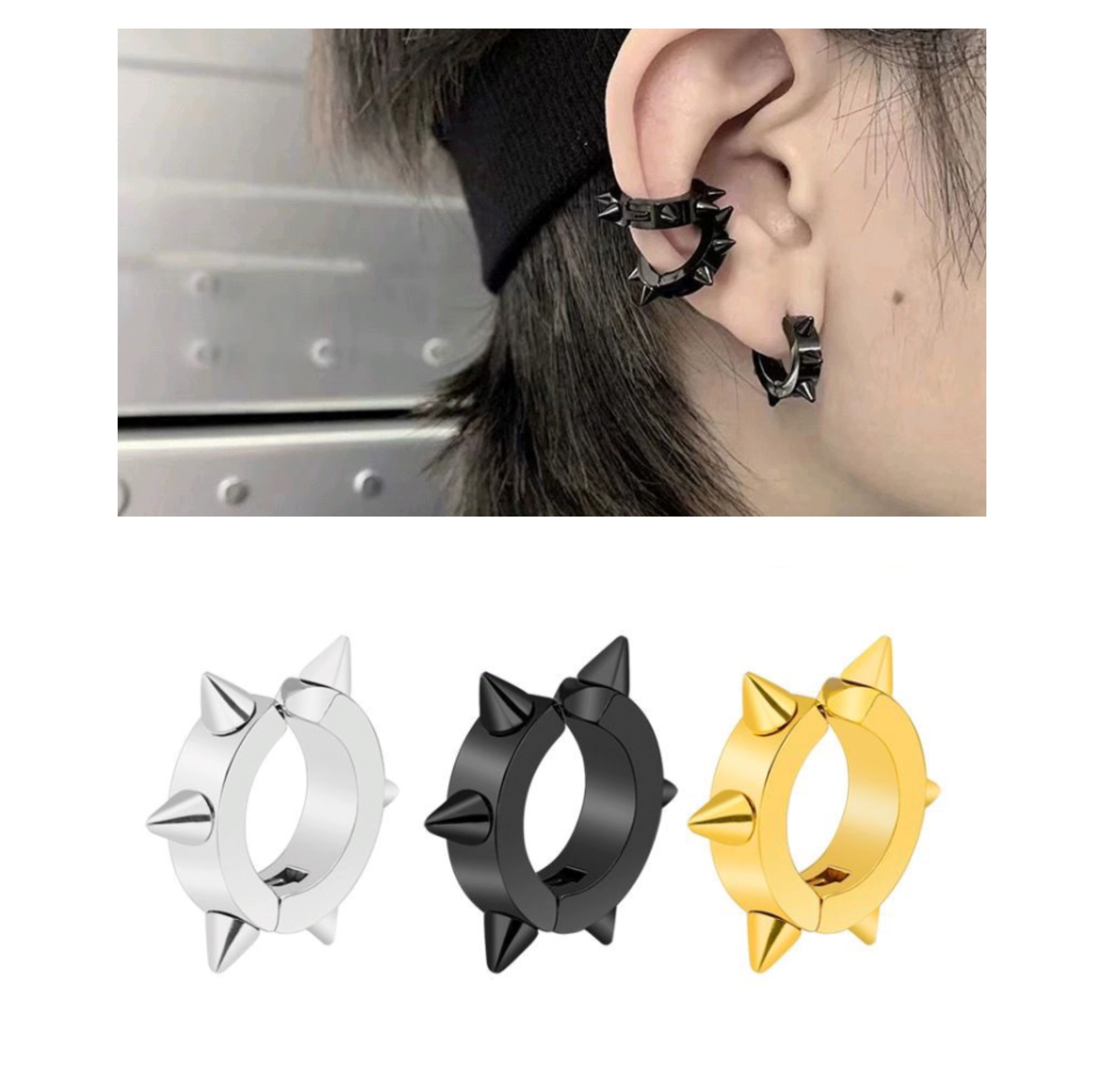 Body Jewelry 1PC Non-pierced Earrings Non-hole Classic Fake Hoop Earring Punk Without Piercing Hip-hop Ear Bone Buckle Clips