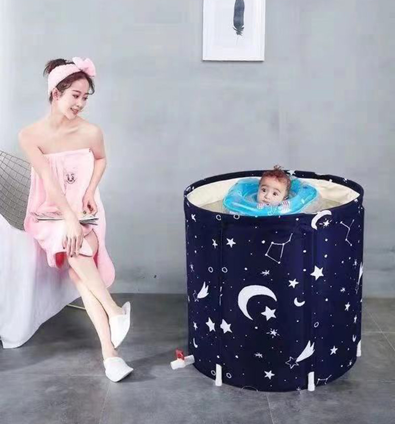 Folding Bath Tub Household Thickened Insulated Bathtub Portable Round Enlarged Bathing Bucket Foldable Bathroom SPA Bucket