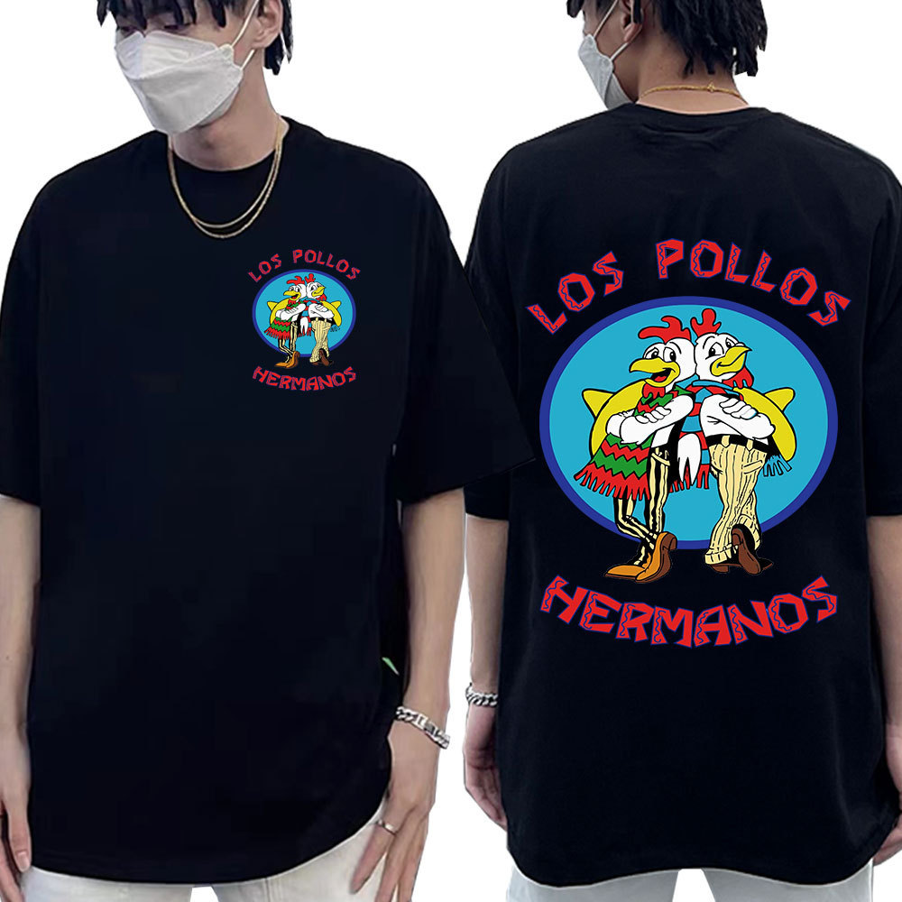 TV Series Los Pollos Hermanos Double Sided Print T shirts Funny Chicken Brothers Men's T-shirt Streetwear