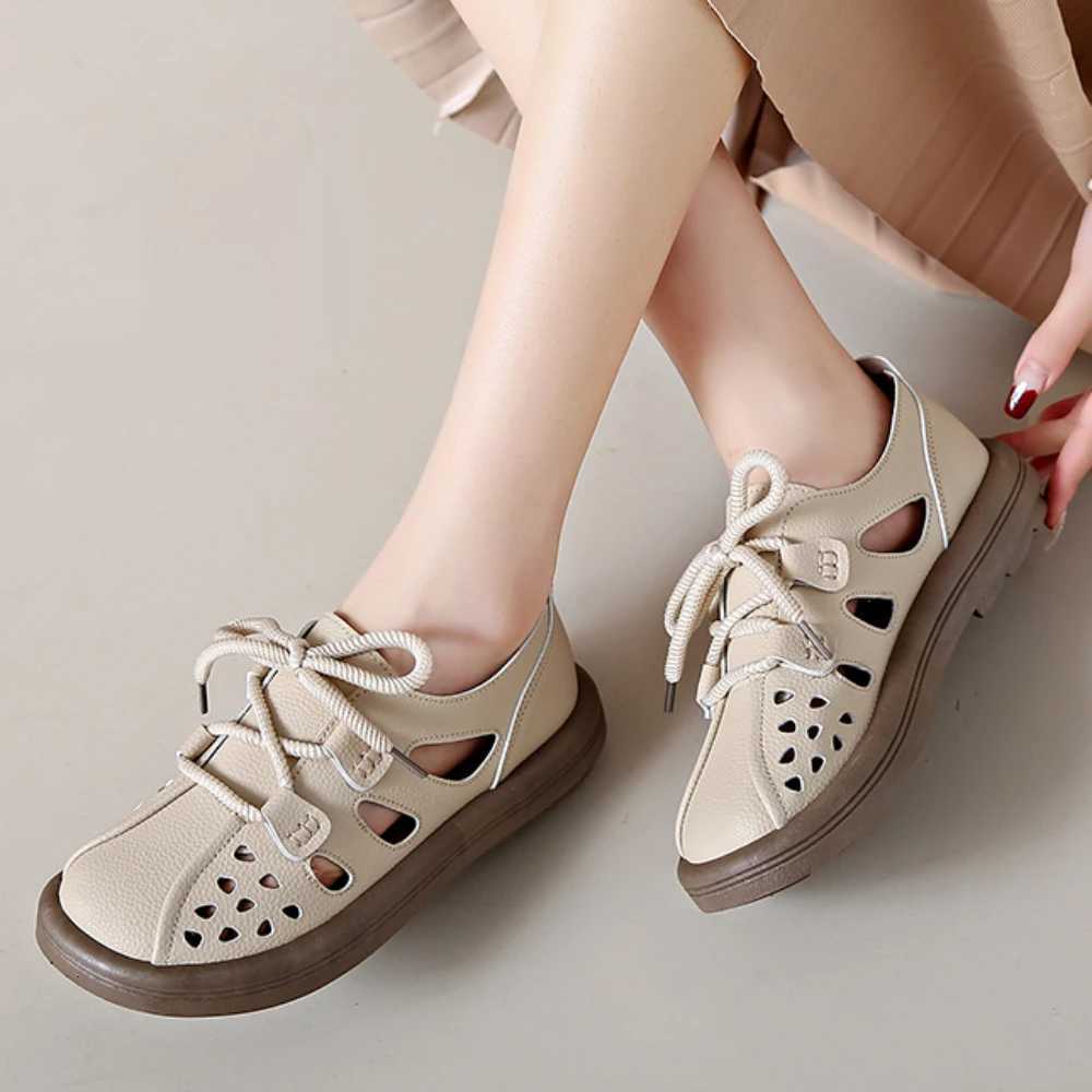 Genuine Leather Women Shoes Summer N-slip Mommy Shoes Women Flats Fi Ladies Casual Sandals Woman Walking Designer Shoes XJ250712