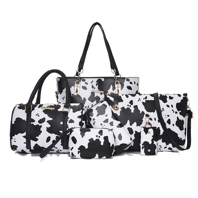 New Women's Fashion Large Capacity Handbag Printed Mother-Daughter Six-Piece Set Single Shoulder Crossbody Bag