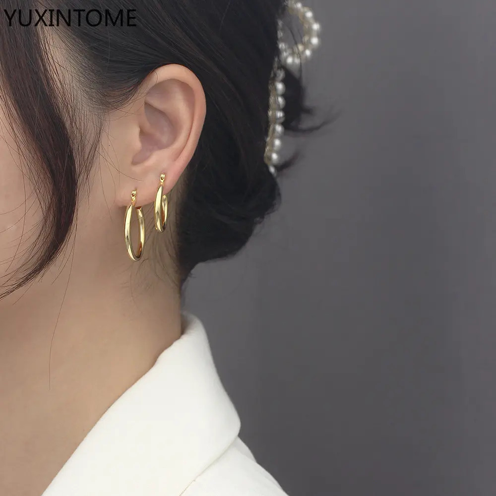 Exaggerate Big Smooth Hoop Earrings for Women 15mm20mm 25mm 925 Silver Needle Round Circle Earrings Simple Party Jewelry Brincos 250708