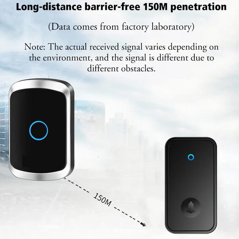 Self Powered Waterproof Wireless Doorbell Smart Home Without Battery Doorbell With Ringtone 150M Remote Receiver Bell 250709ww