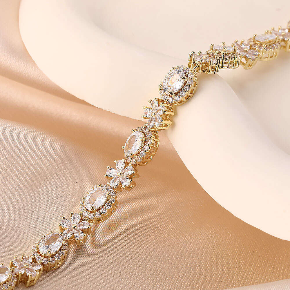 Hot Luxury jewelry designer bracelet gold silver bracelet flower multicolour moissanite fashionable high-end Roman minimalist zircon bracelet tassel b