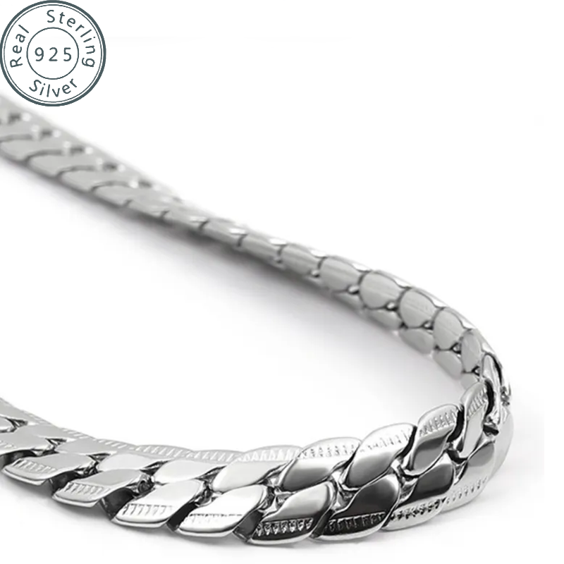 6mm diamond cut Miami Cuban Link Chain, suitable for both men and women. 925 sterling silver column necklace. Cool hip style jewelry.