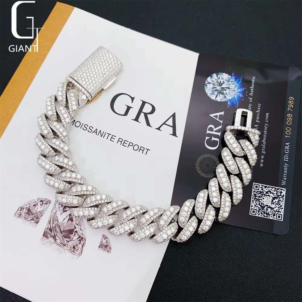 925 Sterling Silver VVS Moissanite Diamond 16 mm HIP HOP Cuban Jewelry Fashion Cuban Link Chain Necklace Bracelet Unisex