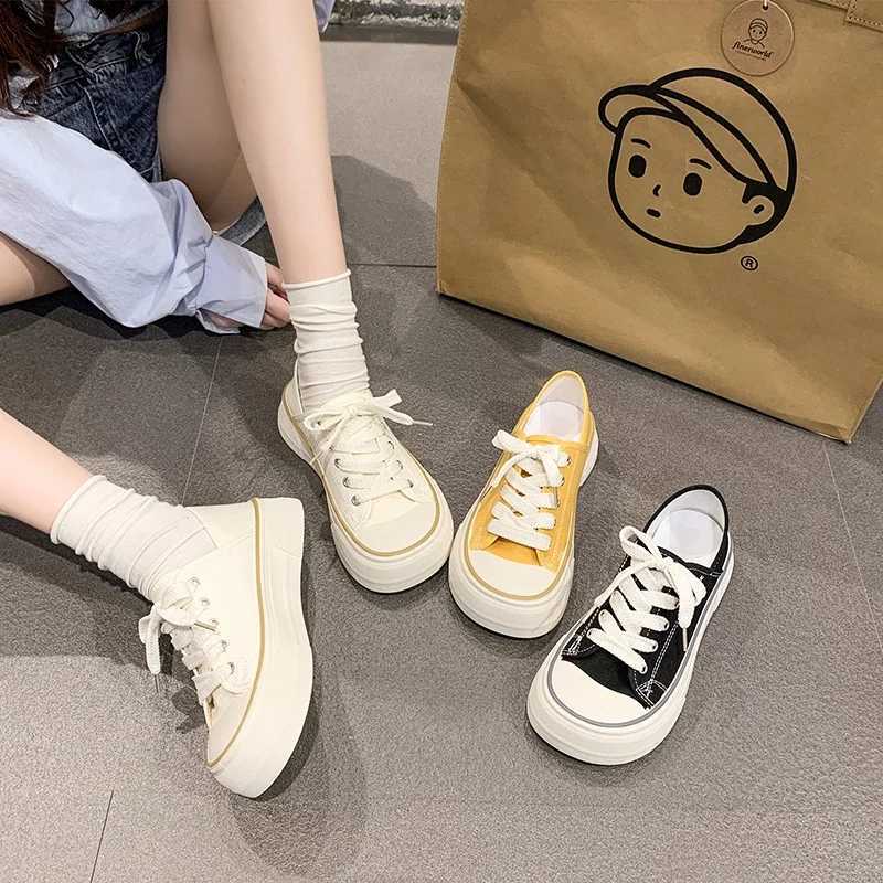 Spring/Summer New Fi Korean Editi Simple and Versatile Board Shoes for Women Wearing Casual Ugly Cute Big Head Canvas XJ250712