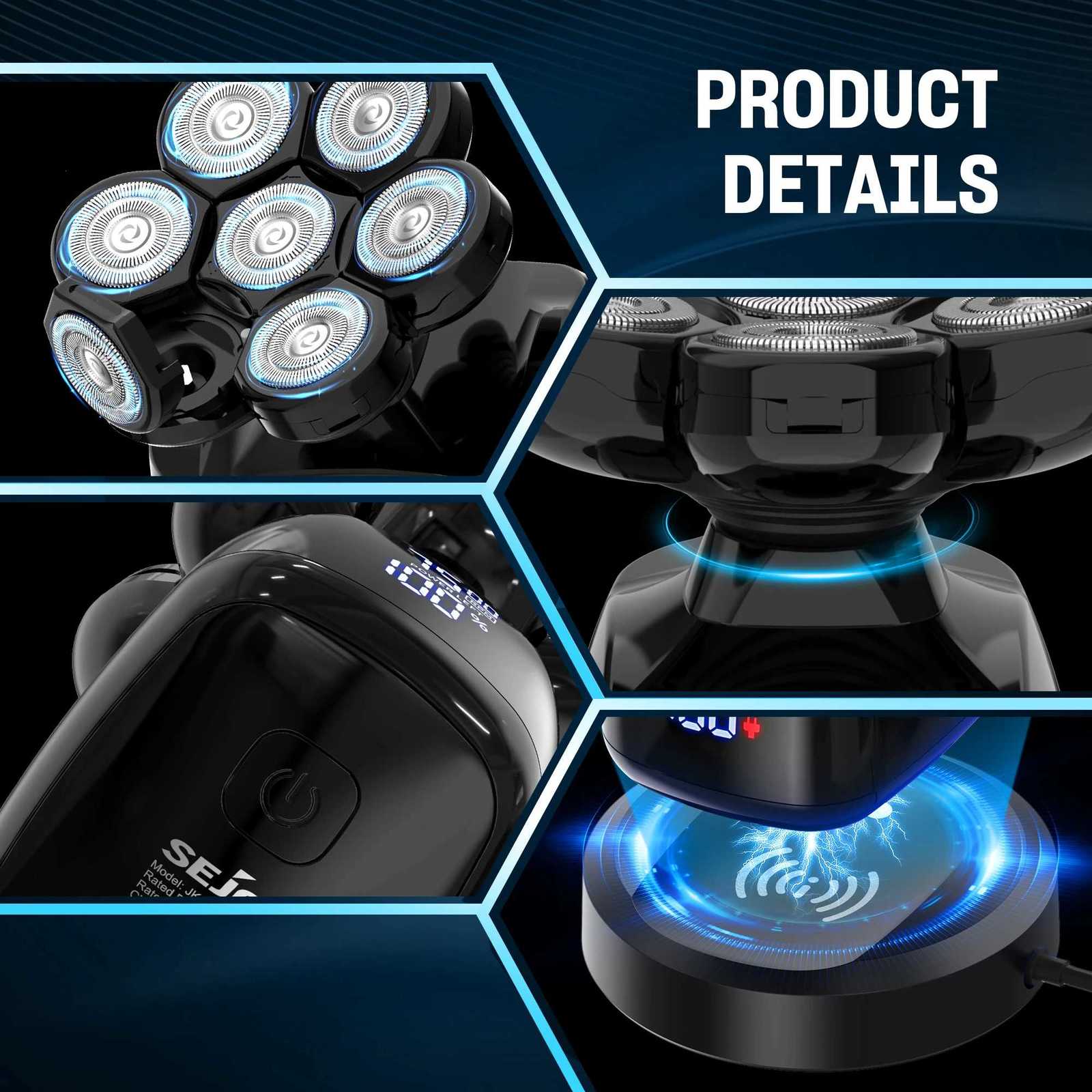 SEJOY Multifunctional Electric Shavers Kits for Bald Shaver Beard Shaving Machine for Men Groing Kit Husband Gift G250712