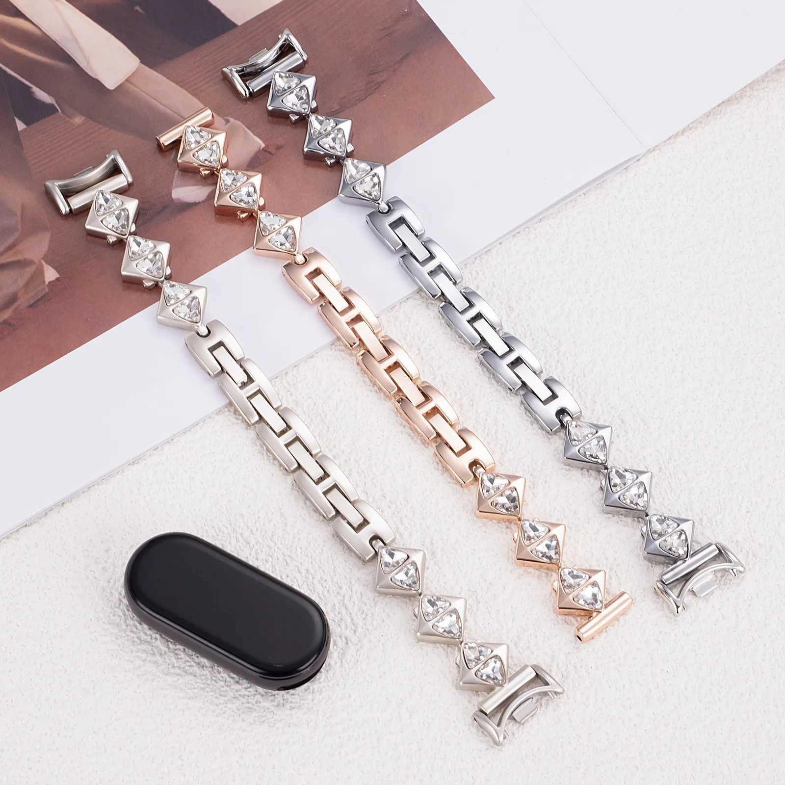 Suitable for Xiai 8/9 with metal diamond triangle three-dimensional chain strap and wristband watchband Y250712