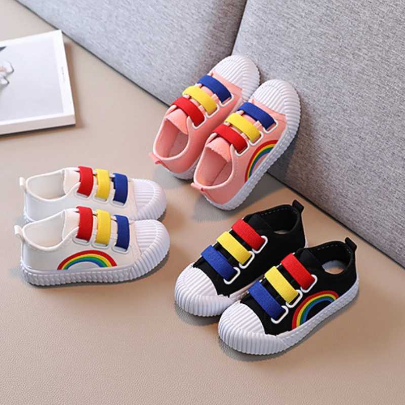 New Girl Shoes Fashion Simple Rainbow Kid Shoes Versatile Casual Comfort Boy Shoe Light Non Slip Canvas Shoe Classic Kid Sneaker XJ250712