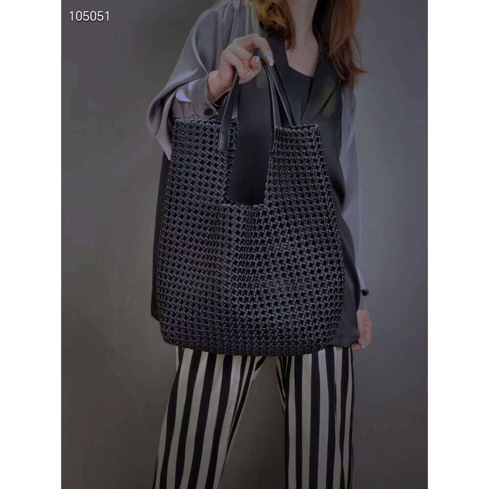 Leather Bag Bucket Bag Tote Bag Summer Woven Tote French Niche High Quality Handmade Handheld Shoulder Crossbody Bag Commuting Versatile