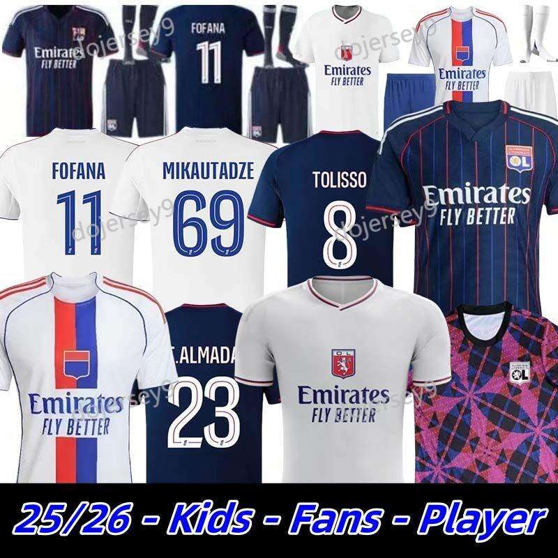25 26 Maillot Lyon Soccer Jerseys 2025 2026 75-Year Olympique Lyonnais OL 3rd Fourth Shirts CHERKI Mikautadze Men Football Shirt Kids Kits