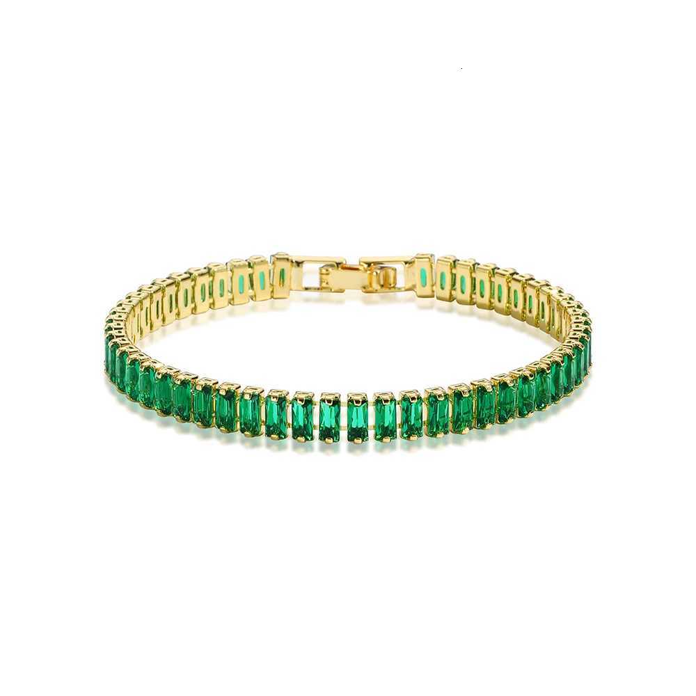 New Trendy Emerald Cubic Zirconia Jewelry 18K Gold Plated Charm Green CZ Crystal Tennis Female s Bangles for Women Gift Z250711