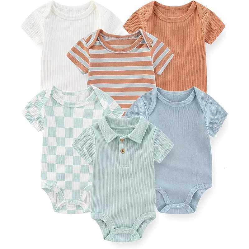 Fashion Baby Boy Girl Bodysuits 6-Pack Casual Cotton Soft Infants Outfit Newborn Clothes W250712