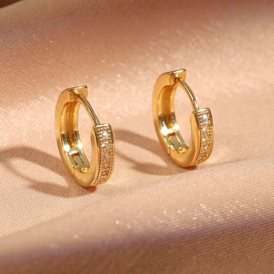 Minimal Hoop Earrings Little Crystal Zirconia Thin Helix Tragus Cartilage Earrings Piercing Jewelry 250708