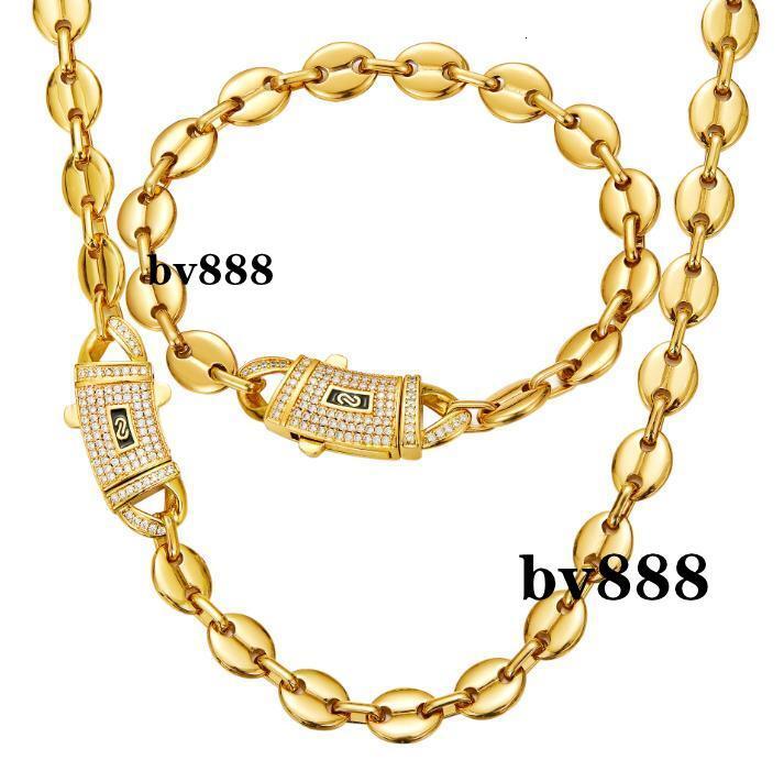 Waterproof Necklace 18k Gold Jewelry Cuban Link Chain Pig Nose Chain 6mm 8mm Cuban Chain Collar Y Pulsera Long Time No Fade