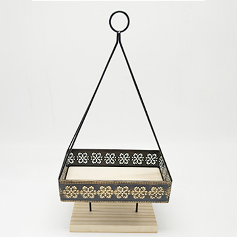 Solid Wood Multifunctional Handheld Tray Durable Steel-Framed Stand for Indoor Use