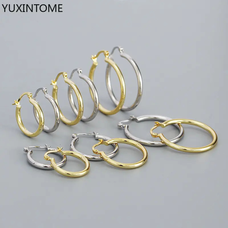 Exaggerate Big Smooth Hoop Earrings for Women 15mm20mm 25mm 925 Silver Needle Round Circle Earrings Simple Party Jewelry Brincos 250708