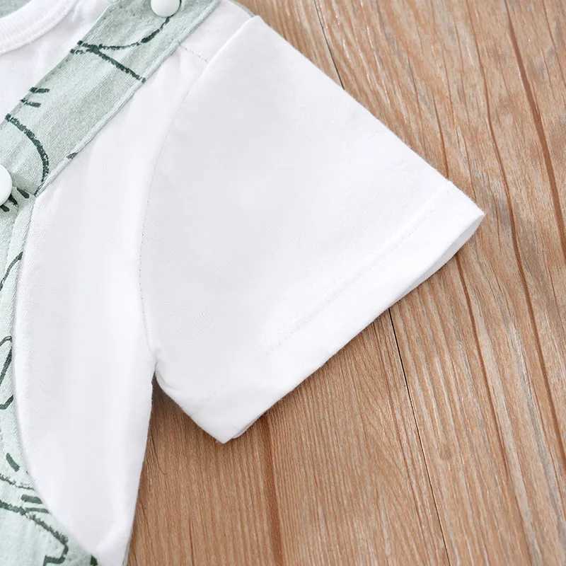Summer Newborn Boys And Girls Cute Strap Elephant Print Cotton Comfortable Short Sleeve Bodysuit XJ250712