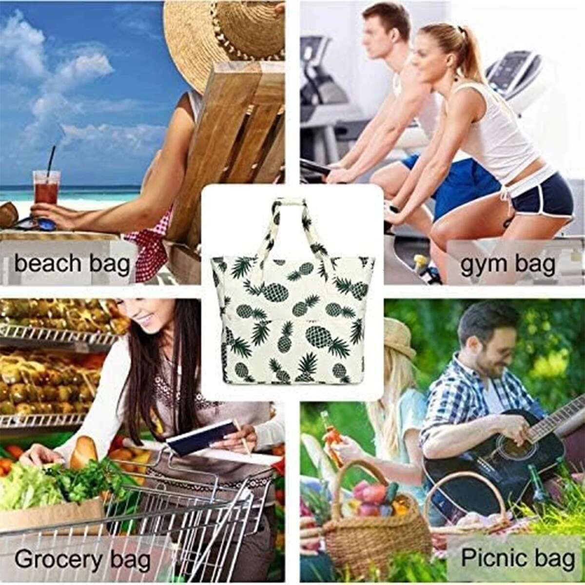 Beach Tote Women, Foldable Travel with Anti-Sand Pocket Lightweight Storage Bag for Gym/Shopping, Packable in Carry-On high-quality