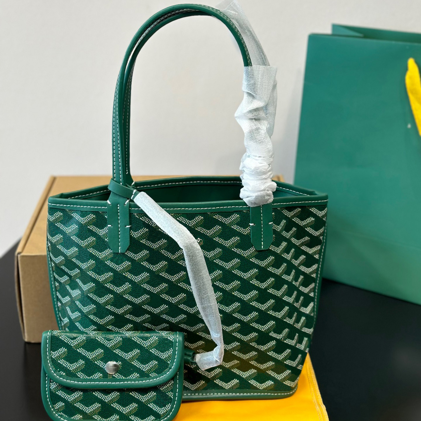 Designer bag Anjou Mini tote bag 20cm Mini bag Double sided shopping bag Women's large capacity handbag Canvas high quality shoulder crossbody bag with small wallet