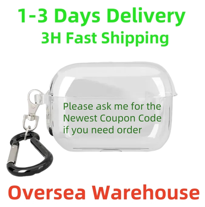 US Euro Warehouse For Airpods pro 2 4 air pods 2 3 4 Earphones Bluetooth Headphone Accessories Solid Transparent Cover Wireless Charging Box Shockproof Blank Case